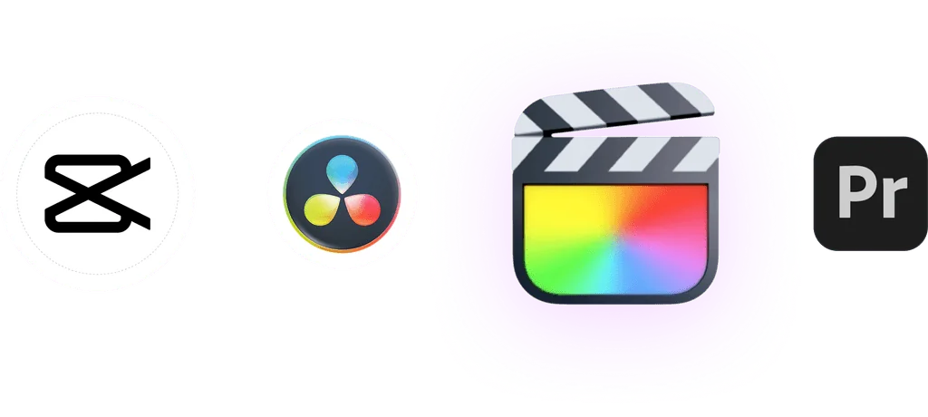 Edited with CapCut, DaVinci Resolve, Final Cut Pro and Premiere Pro